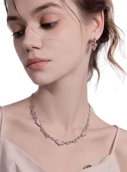Pink Melted Heart Hoop Earrings