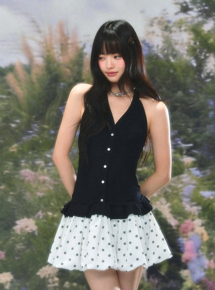 Ruffle Halter Knit Top