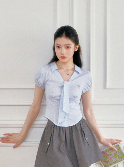 Puff Sleeve Stripe Blouse