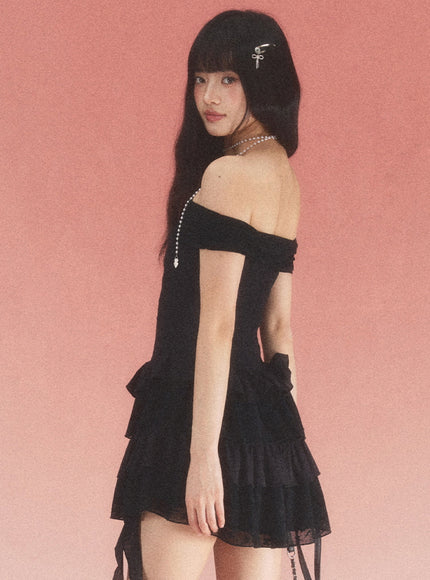 Off-Shoulder Ruffle Mini Dress