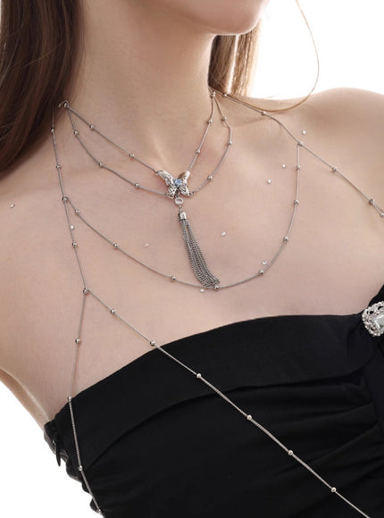 Draped Crystal Body Chain Necklace