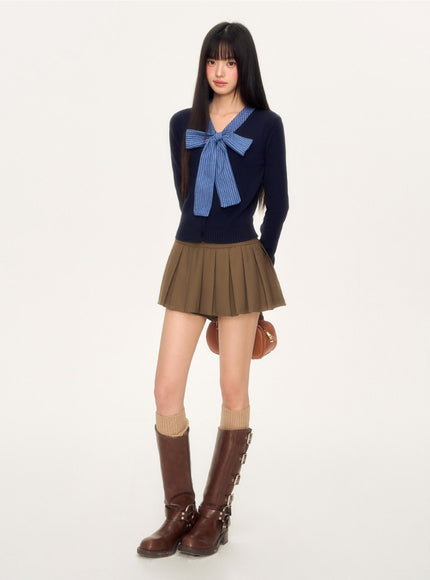 Gingham Bow Knit Top