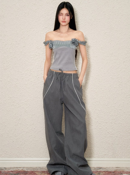 Drawstring Wide-Leg Pants