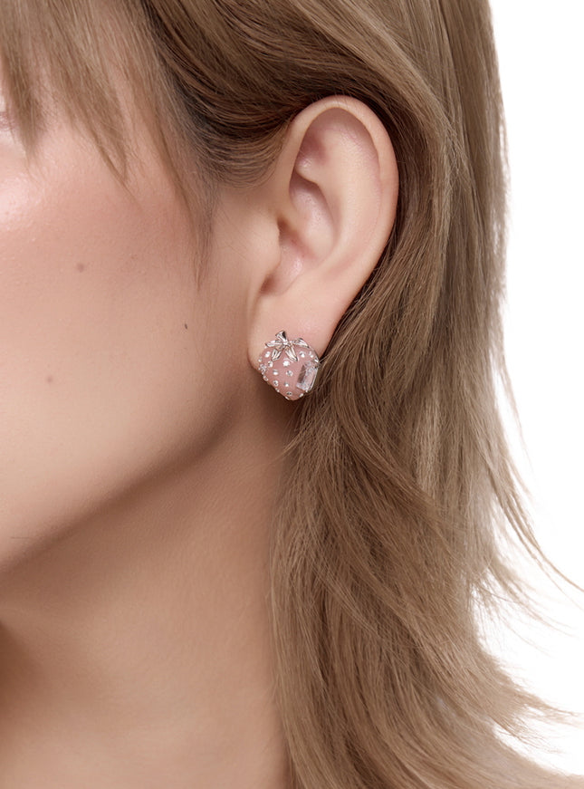 Pink Strawberry Cubic Earrings