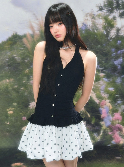 Ruffle Halter Knit Top