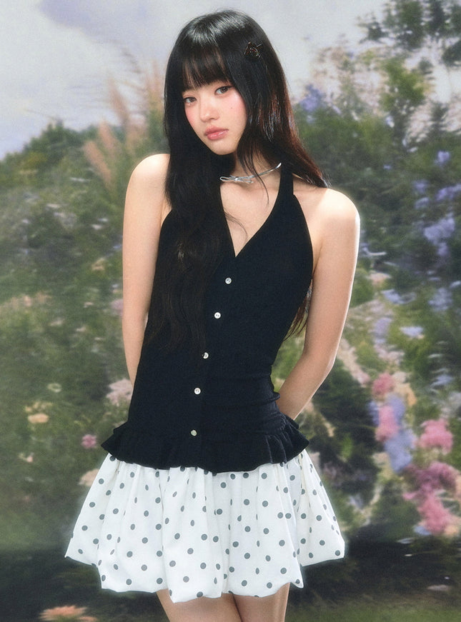 Ruffle Halter Knit Top