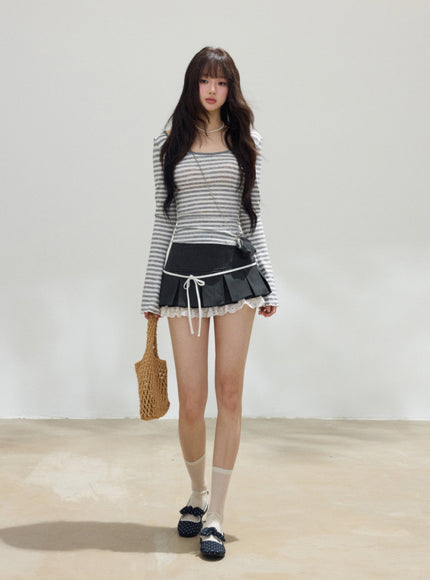 Striped Open-Back Slim Fit Top
