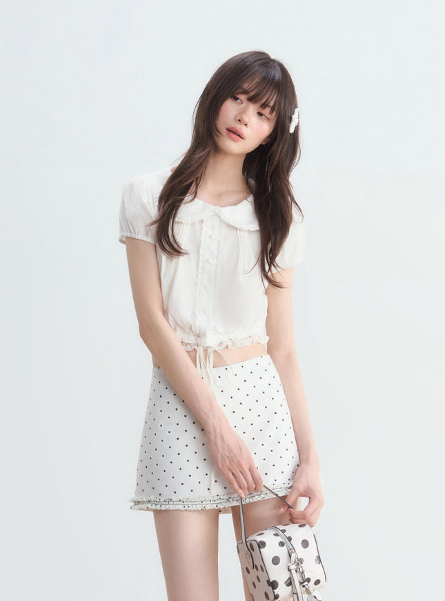 Peter Pan Collar Cropped Blouse