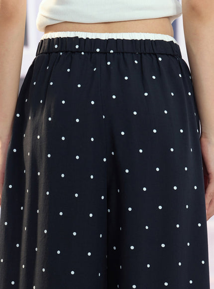 Polka Dot Wide-Leg Lounge Pants