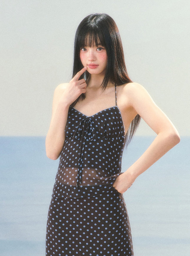 Polka Dot Sheer Top & Skirt Set