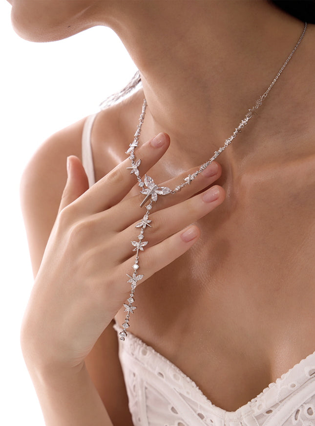 Crystal Butterfly Y-Drop Necklace