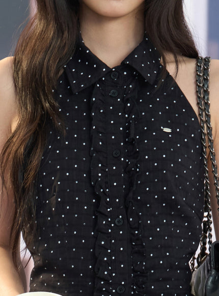 Sleeveless Polka Dot Shirt