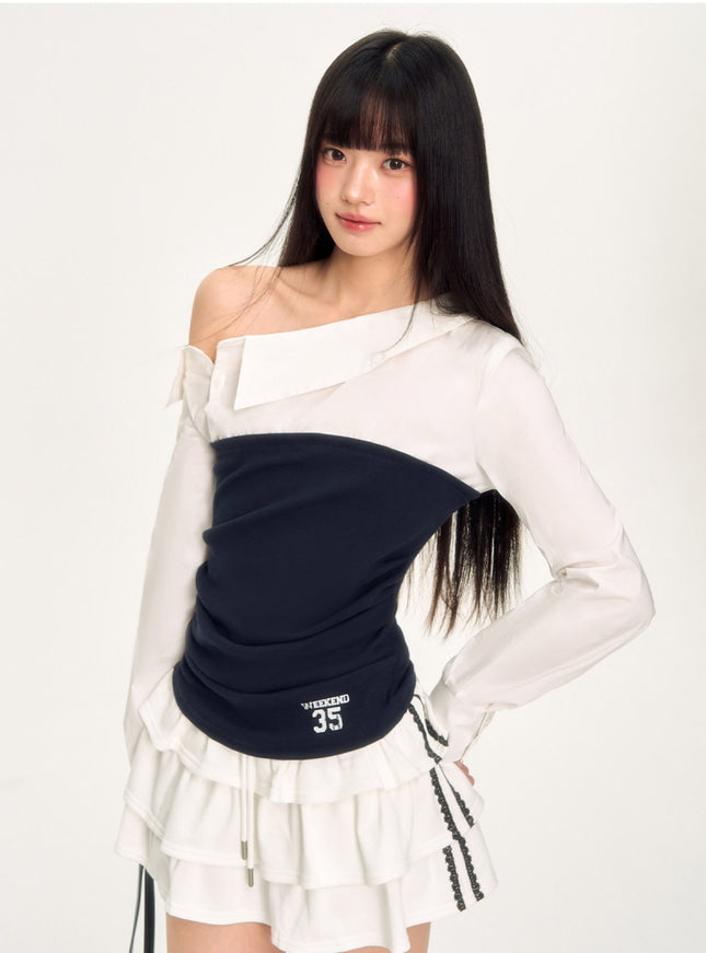 Color Block Off-Shoulder Top