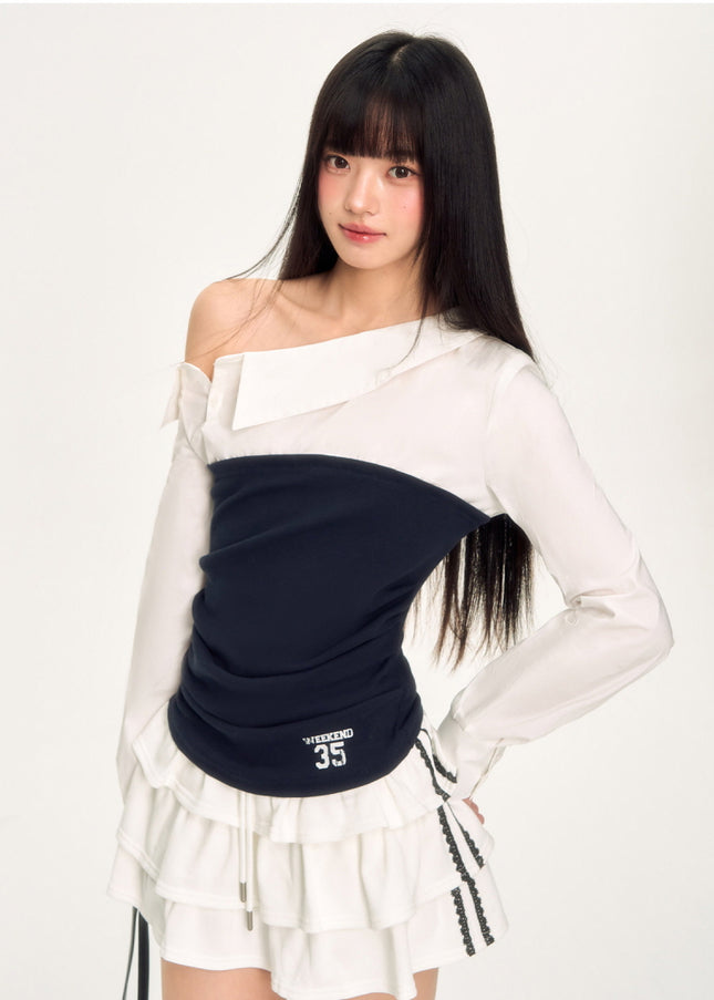 Color Block Off-Shoulder Top