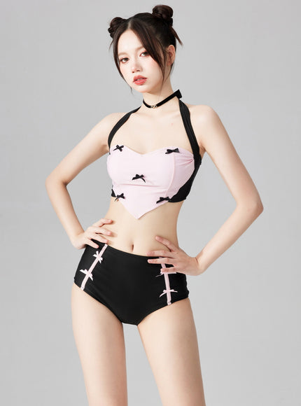 Heart-Shaped Halter Bikini Set