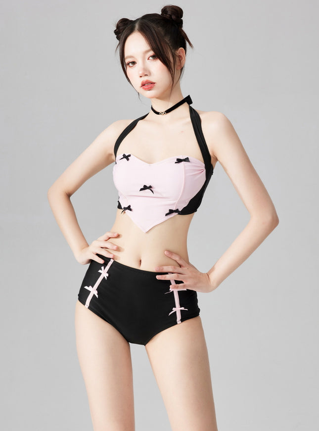 Heart-Shaped Halter Bikini Set