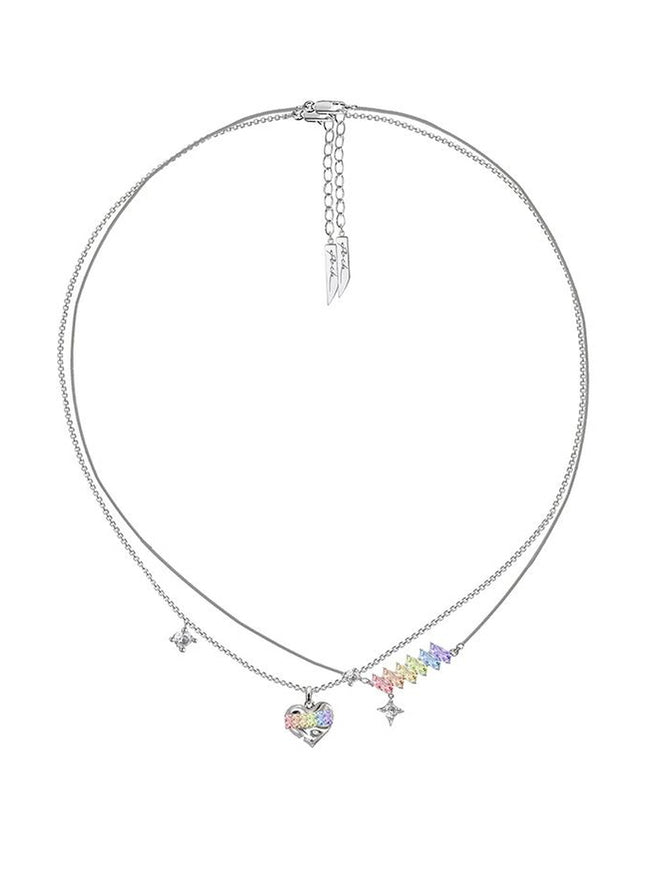 Iridescent Heart Layered Necklace