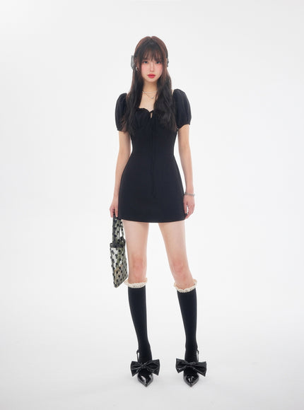 Off-Shoulder Puff Mini Dress