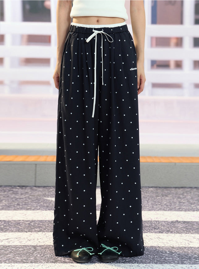 Polka Dot Wide-Leg Lounge Pants
