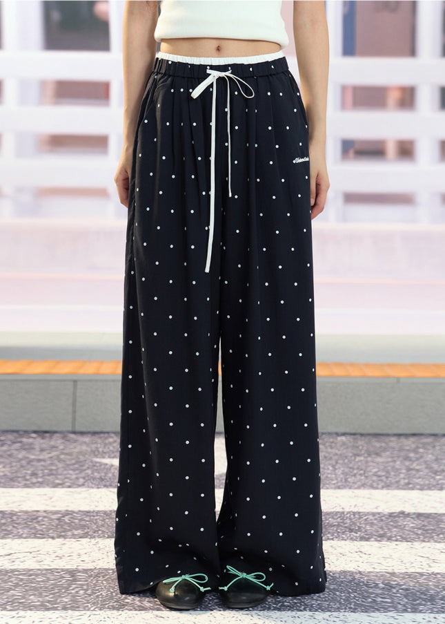 Polka Dot Wide-Leg Lounge Pants
