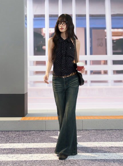 Sleeveless Polka Dot Shirt