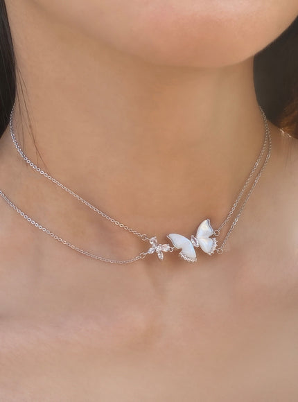 Mother-of-Pearl Butterfly Layered Necklace
