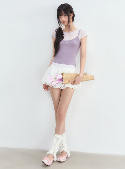 Layered Mesh Cami T-Shirt