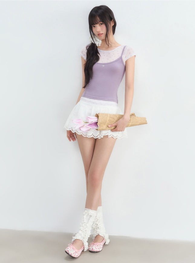 Layered Mesh Cami T-Shirt
