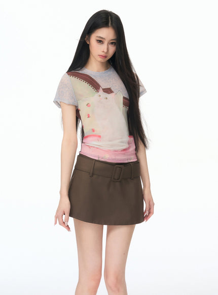 Minimal Belted Mini Skirt