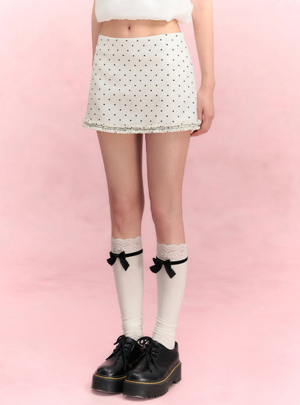 Polka Dot Satin Mini Skirt