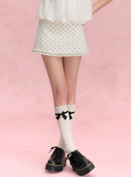 Polka Dot Satin Mini Skirt