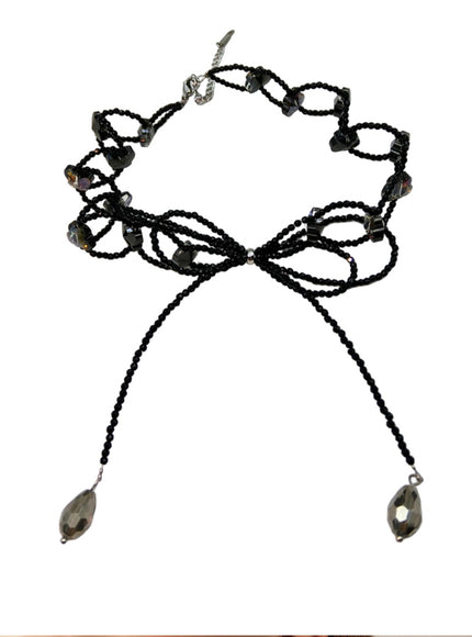 Looped Bead Bow Tie Choker