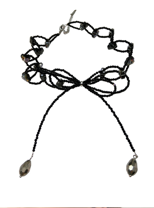 Looped Bead Bow Tie Choker