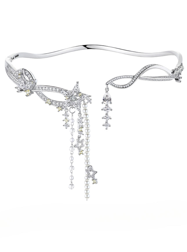 Starlight Pearl Drop Choker Necklace