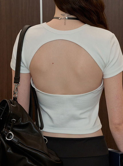 Open-Back Slim Fit Tee - White