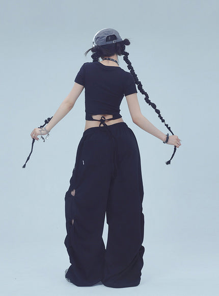Heart Cut-Out Wide Pants