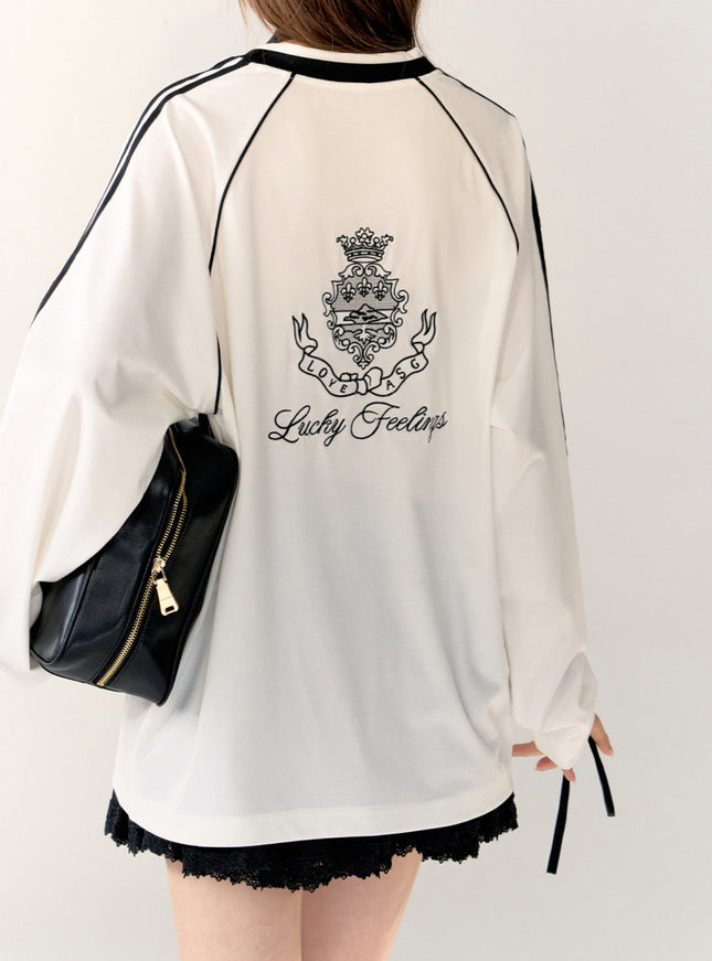 Sporty V-Neck Oversized Top - White