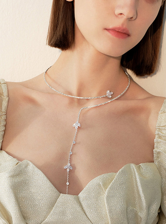 Floral Curve Y-Drop Necklace
