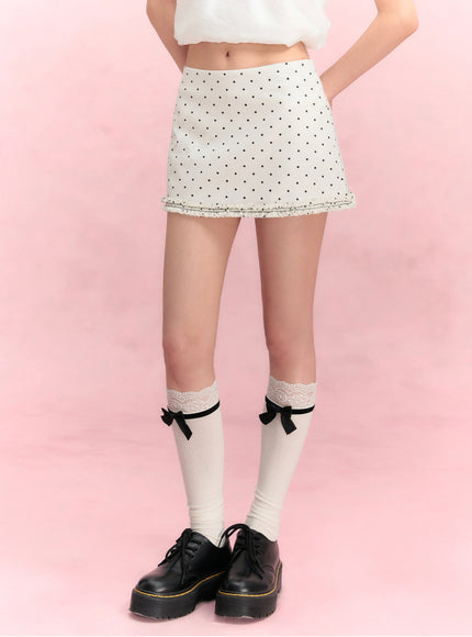 Polka Dot Satin Mini Skirt