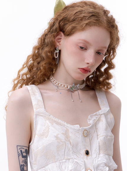 Emerald Butterfly Pearl Choker
