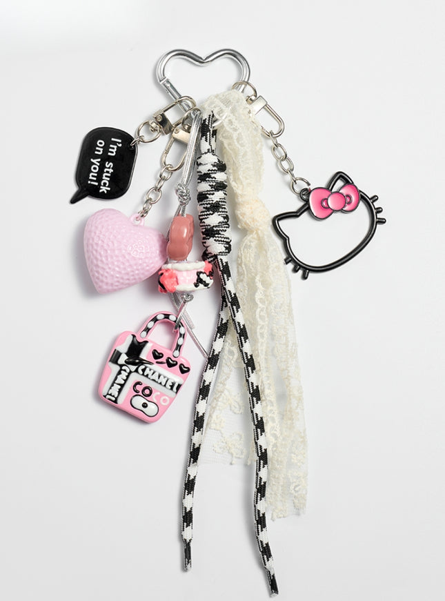 Coastal Pink Heart Bag Charm