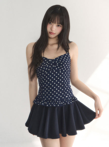 Polka Dot Ruffle Hem Cami Top
