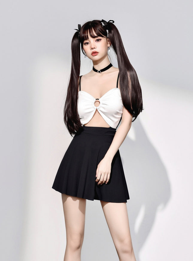Color Block Cut-Out One-Piece Swimsuit
