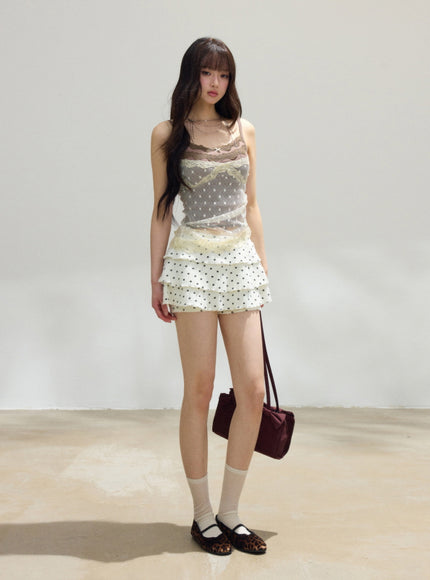 Sheer Lace-Trim Camisole Top