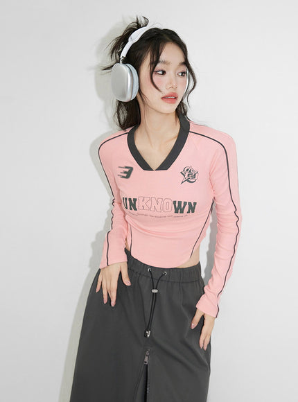 Logo V-Neck Crop Top