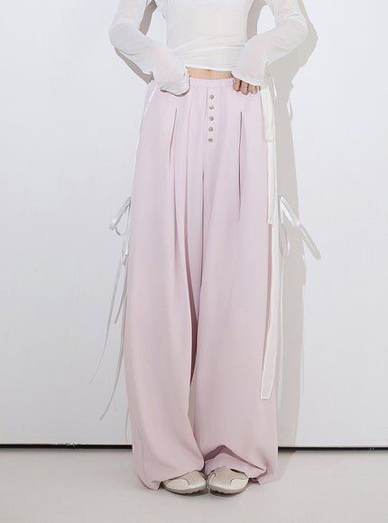 Button Wide Leg Pants