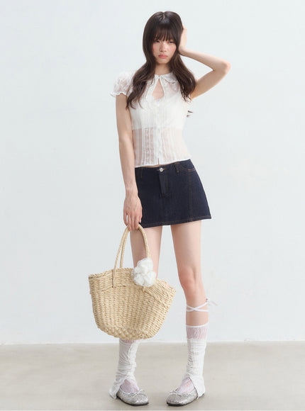 Ruffle Collar Embroidered Blouse