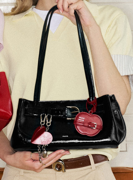 Glossy Buckle Heart Bag Charm