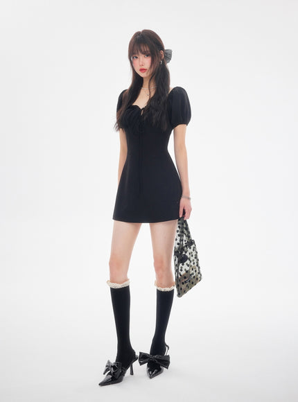 Off-Shoulder Puff Mini Dress