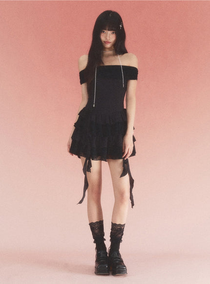 Off-Shoulder Ruffle Mini Dress